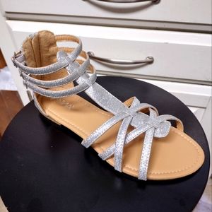 New Women's Mavis-7 silver glitter mesh strappy gladiator sandals -silver